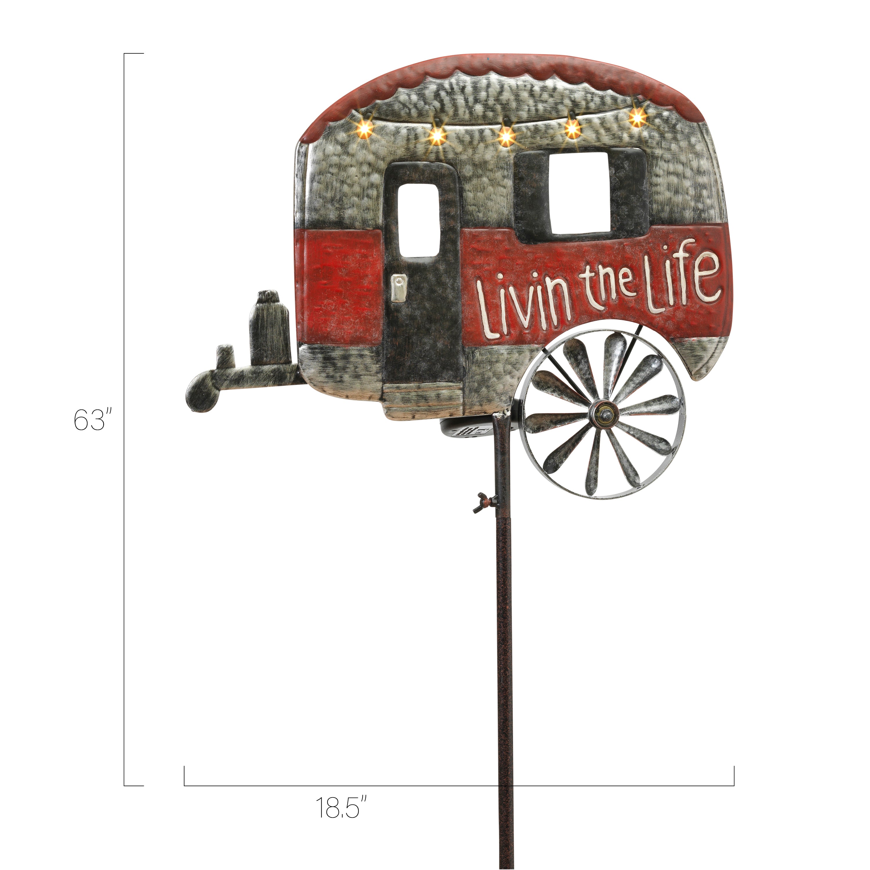 63 in Solar Lit Camper Wind Spinner Yard Stake